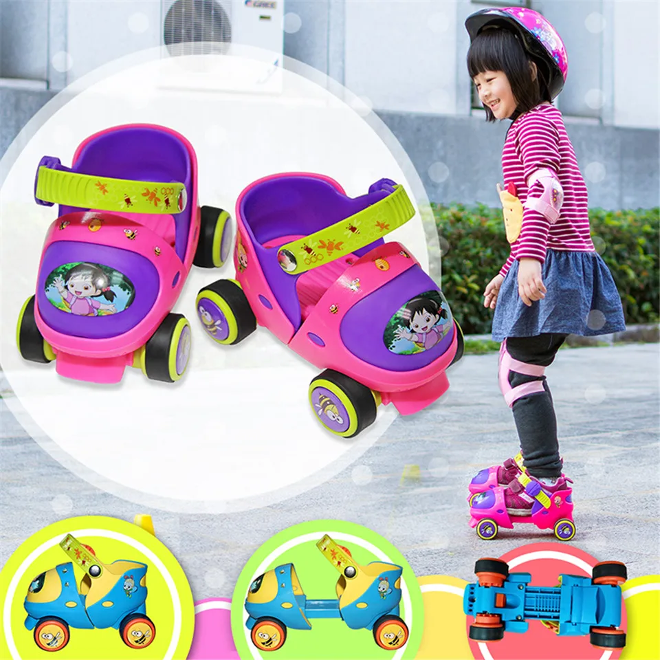 Детские роликовые коньки для первого уровня, обувь с безопасной кнопкой, устойчивый материал, бесплатные раздвижные подарки для детей, регулируемый размер IB29