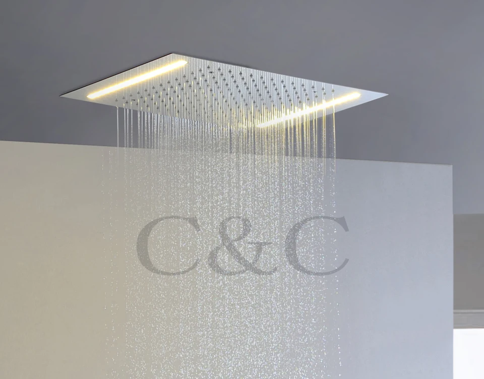 Bathroom LED Rainfall Shower Head 110V~220V Alternating Current Yellow Lamps L-50X36E Bathroom LED Rainfall Shower Head 110V~220V Alternating Current Yellow Lamps L-50X36E
