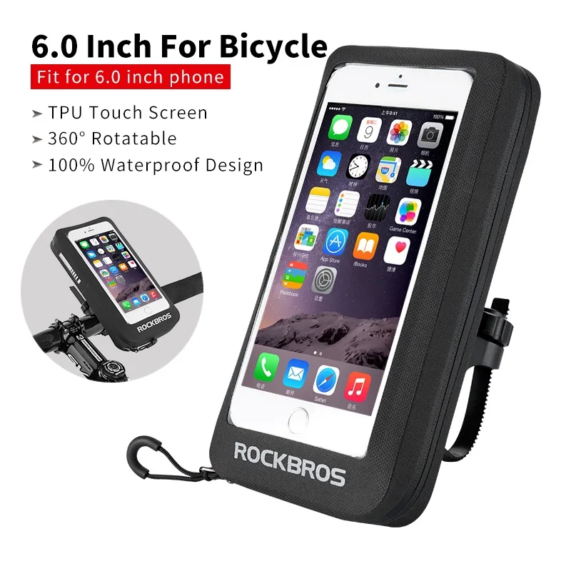 ROCKBROS велосипедная водонепроницаемая сумка для сотового телефона, чехол из ТПУ с сенсорным экраном, держатель для горного велосипеда, сумка для велосипеда, мотоцикла, чехол на руль - Цвет: 6.0 Bicycle