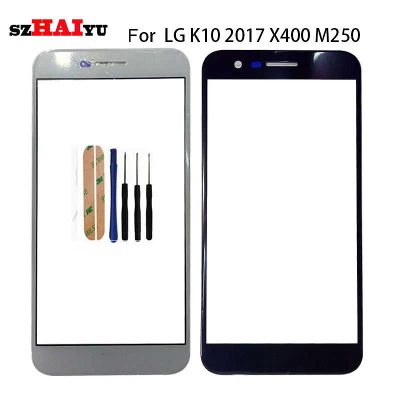 

SZHAIYU Top Replacement Outer Lens Glass Front Screen Panel For LG K10 2017 X400 M250 M250N Front Glass + Kits