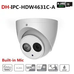 DH IPC-HDW4631C-A 6MP HD POE, сетевые Инфракрасный мини-купол ip-камера металлический корпус Встроенный микрофон камера видеонаблюдения Starnight Vision с