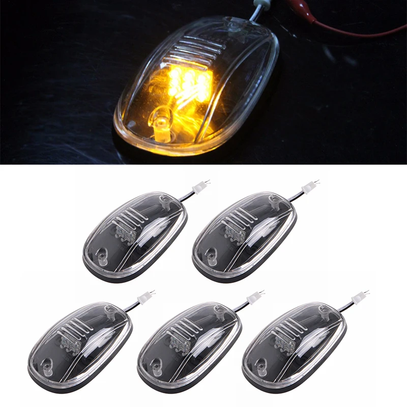 Top quality 5pcs/set Amber 9 LED Car Cab Roof Marker Lights For Truck SUV LED DC 12V Black