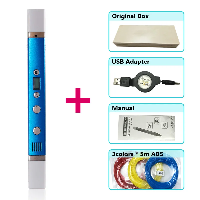3d ручка myriwell светодиодный дисплей зарядка через USB 3 d 2017 с 3D принтом smart3d для