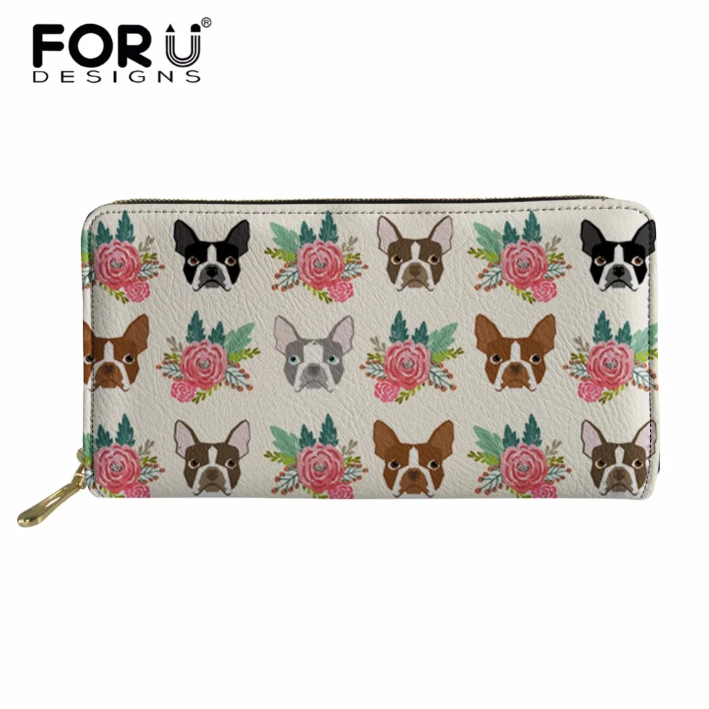 FORUDESIGNS Women Wallets Ladies Clutch Boston Terrier Female Bags ID