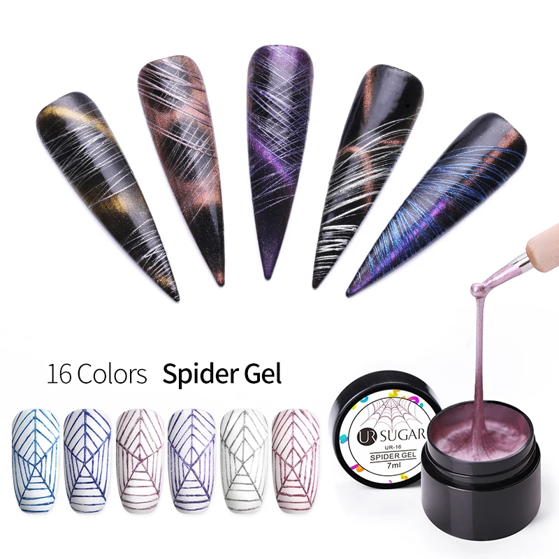 

UR SUGAR 7ml Metallic Spider Gel Nail Polish Creative Elastic Drawing Gel Pulling Silk Spider Soak Off UV Gel Nail Art Varnish