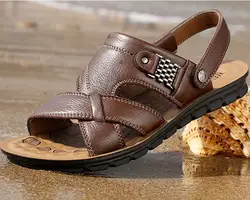 Мужские сандалии Пояса из натуральной кожи Для мужчин S Сандалии для девочек Тапочки Туфли без каблуков летняя Для мужчин обувь