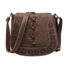 Горячая Мода женские кожаные сумки ретро выдалбливают через плечо сумка выдалбливают Леди Винтажные Сумки