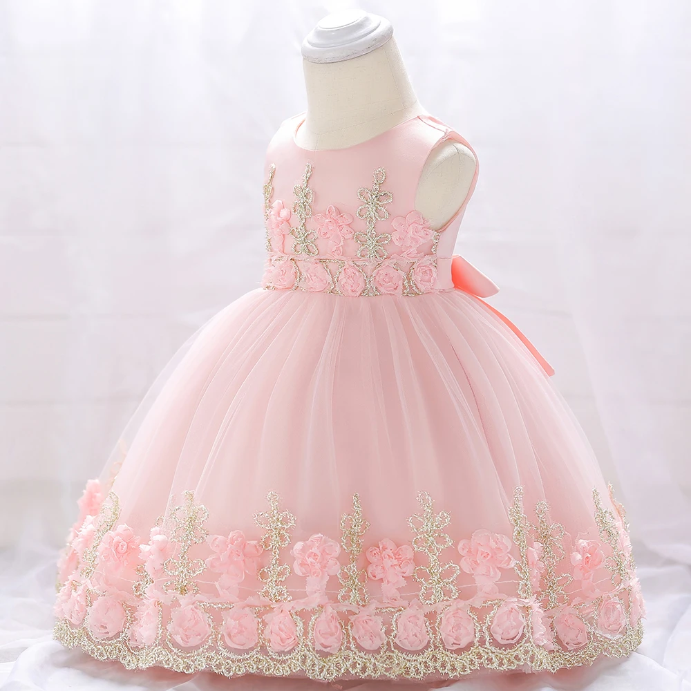 Vestidos/крестильное платье для маленьких девочек, одежда для маленьких девочек, платье для малышей с вышивкой розы, платье для маленьких девочек, праздничный костюм для дня рождения