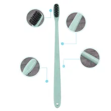 Абсолютно новые бамбуковые угольные зубные щетки для взрослых безвредные зубные щетки экологически чистые пшеничные соломы тонкий наконечник зубные щетки