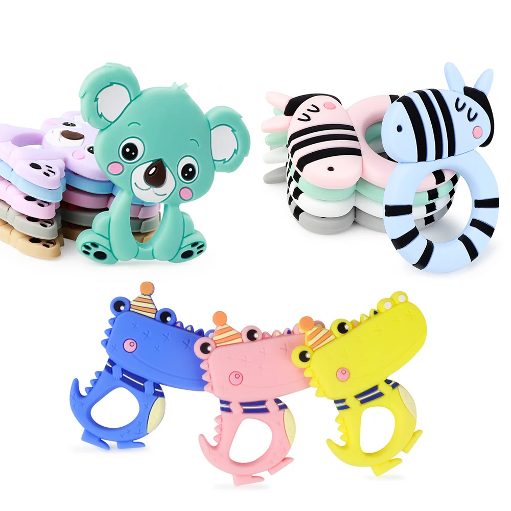 

2pc Cartoon Silicone Baby Teether BPA Free Teething necklace Pendant Toys Food Grade Silicone Beads Accessories Chewable Teether