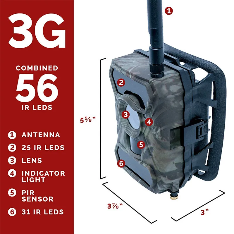 

Willfine 3.0CG 3G Trail Cameras SMTP/SMS/MMS/GPRS Wildlife Scouting Camera 3G Hunting Camera with APP control 3G Forest Cameras