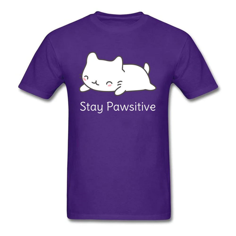 Kawaii Cat Pun 100% Cotton Men's Short Sleeve Tops Tees Printed On Mother Day T-Shirt 2018 New Fashion Crew Neck Top T-shirts Kawaii Cat Pun purple