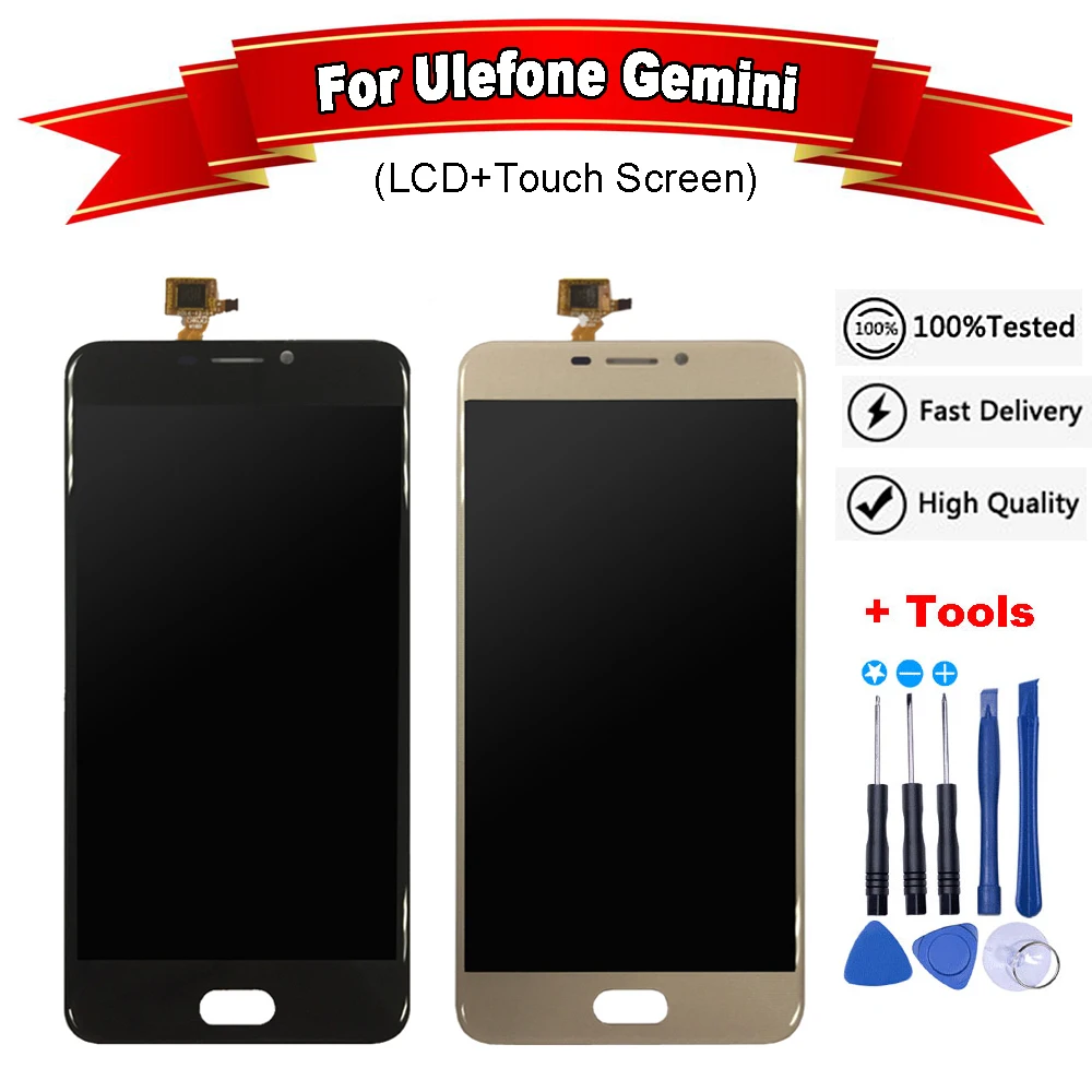 

5.5 inch For Ulefone Gemini LCD Display+Touch Screen 100% Tested Well Screen Digitizer Assembly Replacement IN Stock+Free tools