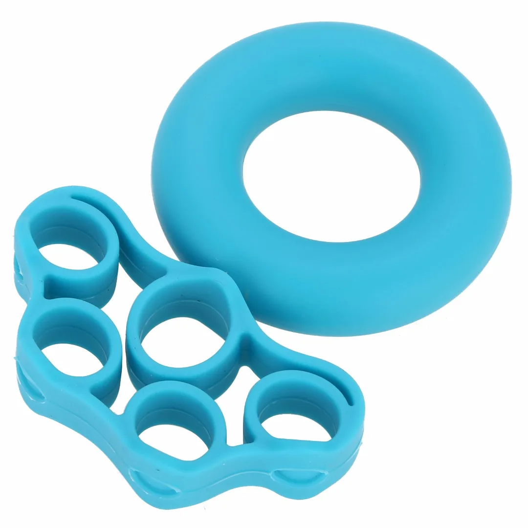 Mayitr 2Pcs/set Silicone Hand Grip Strengthener Finger Stretcher Hand Exercise Gym Fitness Grip Finger Trainer Ring