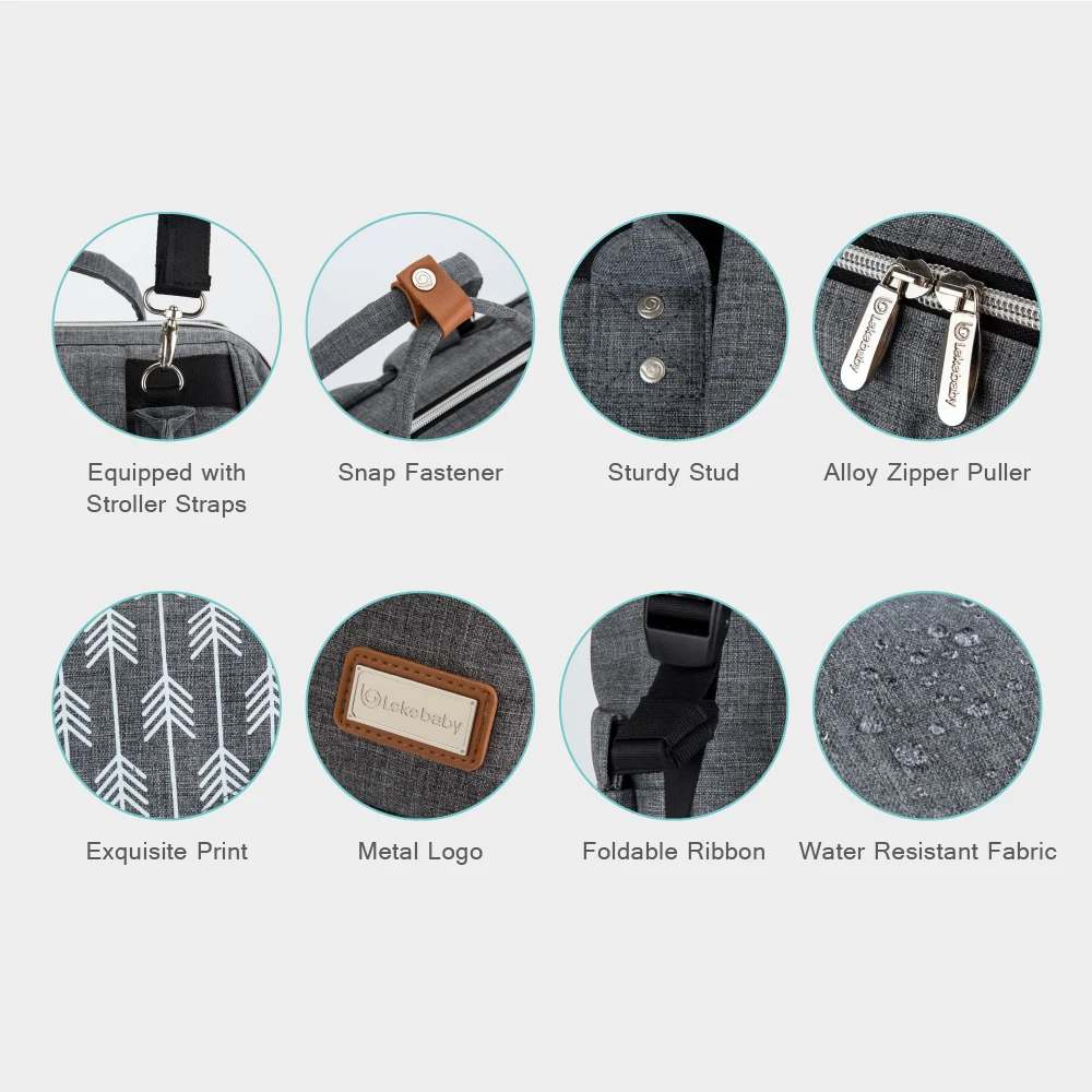 Lekebaby Diaper bag baby bag nappy bay maternity bag organizer shoulder bag travel tote Large capac