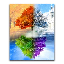 5d обычай алмаз живопись Four seasons красоты дерево вышивка крестиком Санта-Клауса дар home decor pintura стразами ponto cruz фильмы