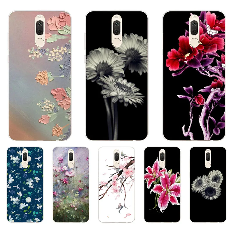 

Huawei mate 10 lite Case,Silicon Flower Painted Painting Soft TPU Back Cover for Huawei mate 10 lite Protect Phone cases shell