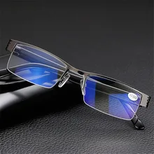 Moonbiffy, синие очки для чтения из смолы, для мужчин и женщин, металлическая полуоправа, очки для дальнозоркости+ 1,0, 1.52.02.5, 3,0, 3,5, 4,0, диоптрия