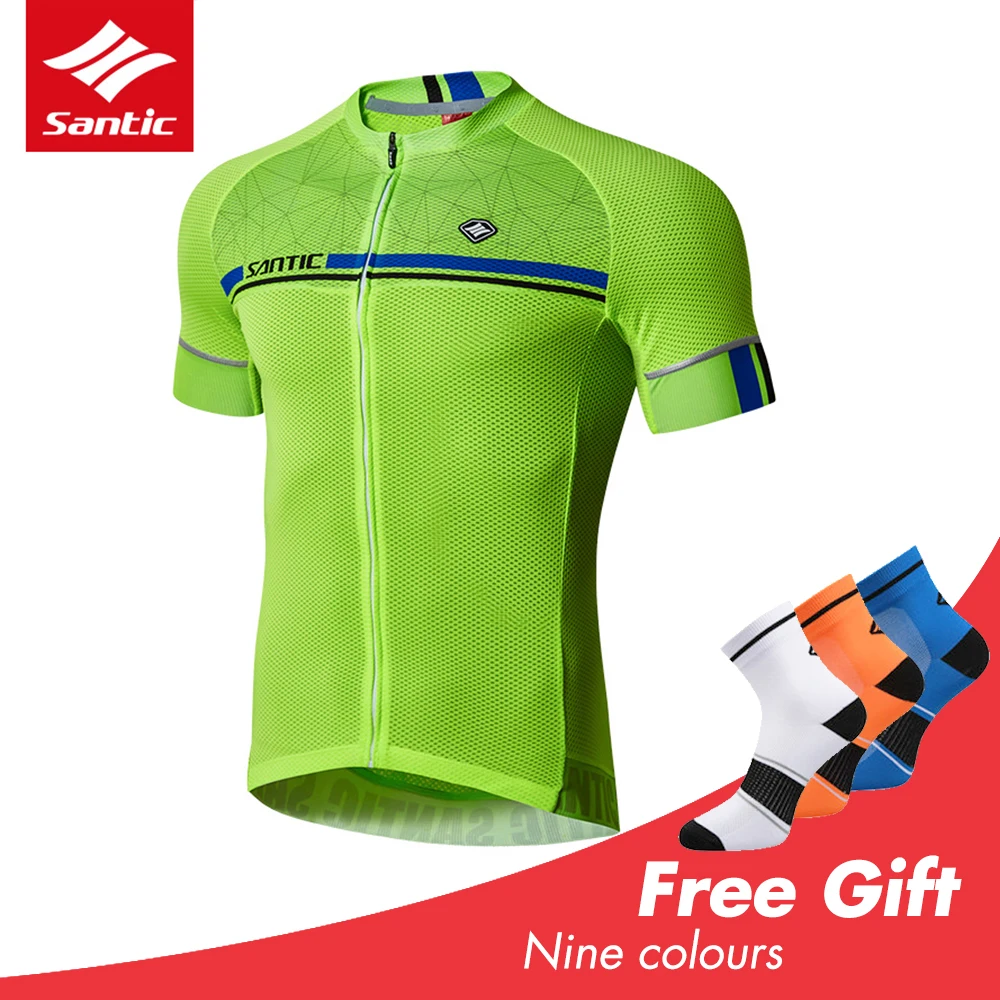

Santic Cycling Jersey 2019 Men Short Sleeve Road Bike MTB Shirt Clothing Outdoor Breathable Motocross Jerseys Maillot Ciclismo