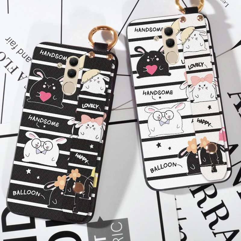 

Wrist Strap Phone Cases For Huawei Mate 20 Lite 20X Luxury Cute Rabbit Funda Coque Case For Huawei Mate 20 Pro Holder Case