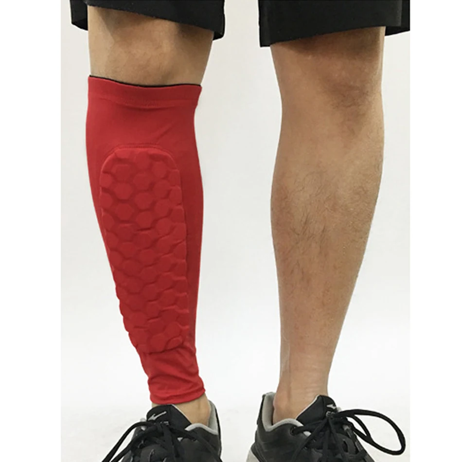 1 Piece Red Стоящий 1 шт. сотовый голень защита профессиональные спортивные футбольные щиты футбольные леггинсы Shinguards ноги рукава защитное снаряжение - Color: 1 Piece Red