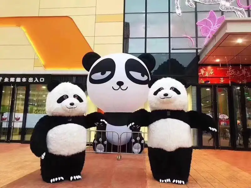 Надувная панда костюм Панда Костюм китайские талисманы надувная панда мультфильм карнавальный талисман Толстая панда с мехом легкий