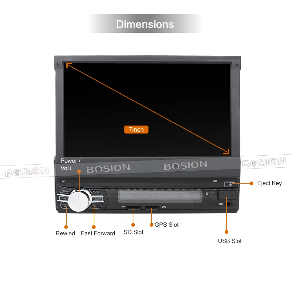 Sale 7" Quad Core Android 6.0 1024*600 Single One 1 Din Car Stereo Audio Autoradio Head Unit Headunit Autoradio Bluetooth Handsfree 1