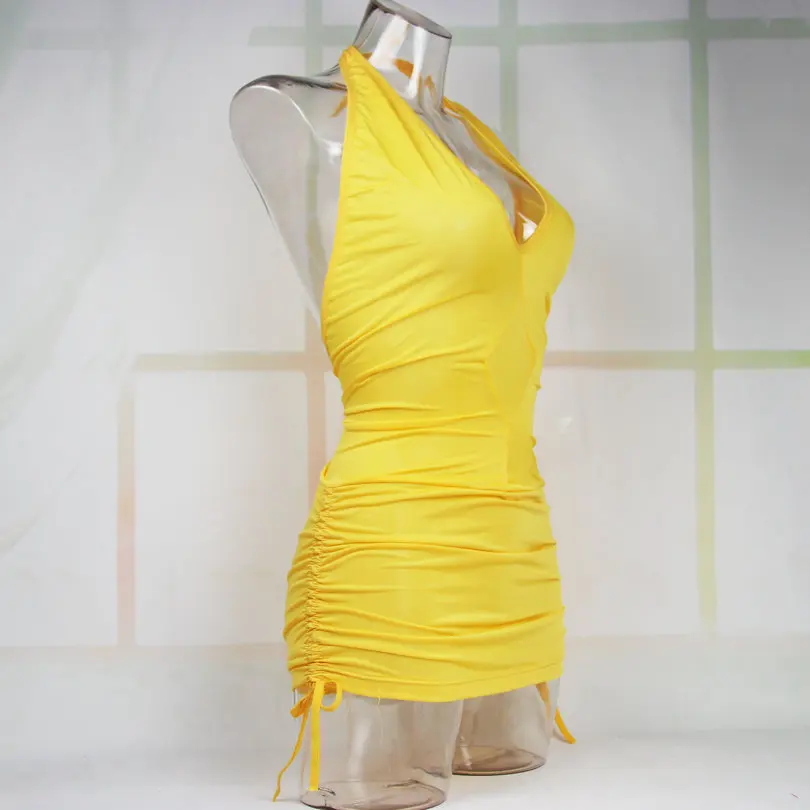 Сексуальное женское белье dirndl женское платье для ночного клуба Горячая Распродажа сексуальный костюм v глубокая Клубная одежда с вырезом на спине желтый