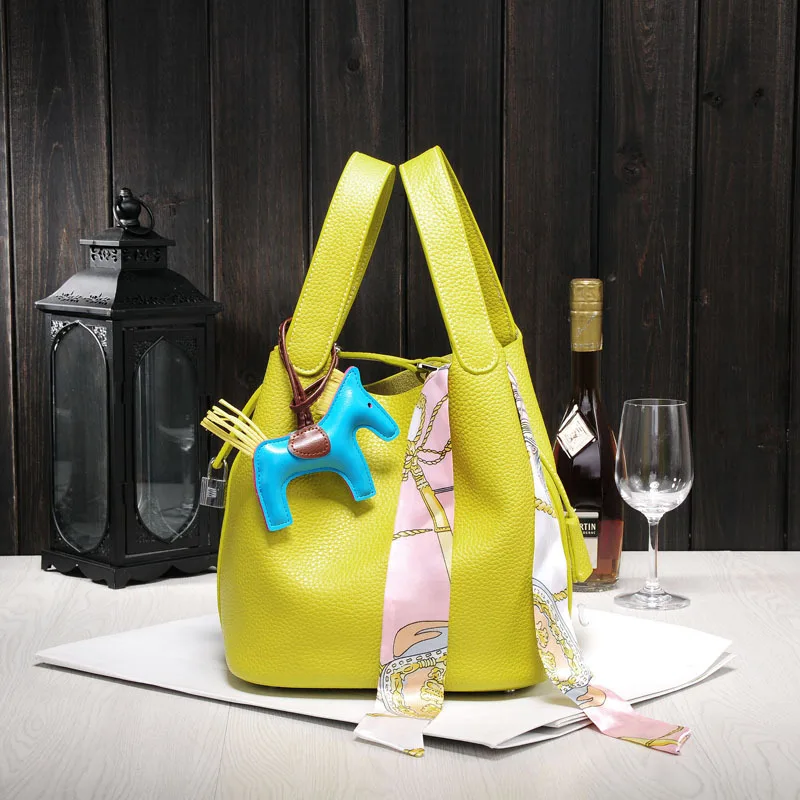 Простая сумка сумки на плечо женские сумки хозяйственная сумка - Цвет: Lemon yellow 18CM