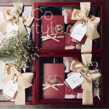 Cocostyles индивидуальный дизайн пустой романтический красный металлический каркас акриловые коробка с лентой для королевская свадьба