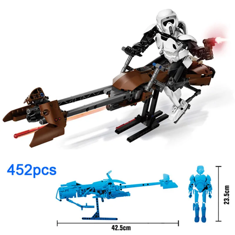 

Star Wars Spaceship Scout Trooper Speeder Bike Fighter Building Blocks Educational Kid Toys Compatible with Lego