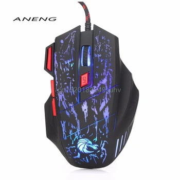 

5500DPI Wired Gaming Mouse Mice USB Optical With 7 Button Keys LED Lights Mause Gamer For PC Laptop Desktop Computer Game