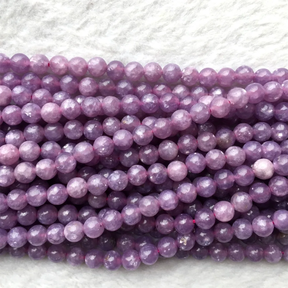 

Natural Genuine Pink Purple Lepidolite Stone Round Loose Gemstone Stone Beads 4-12mm 15" 05994