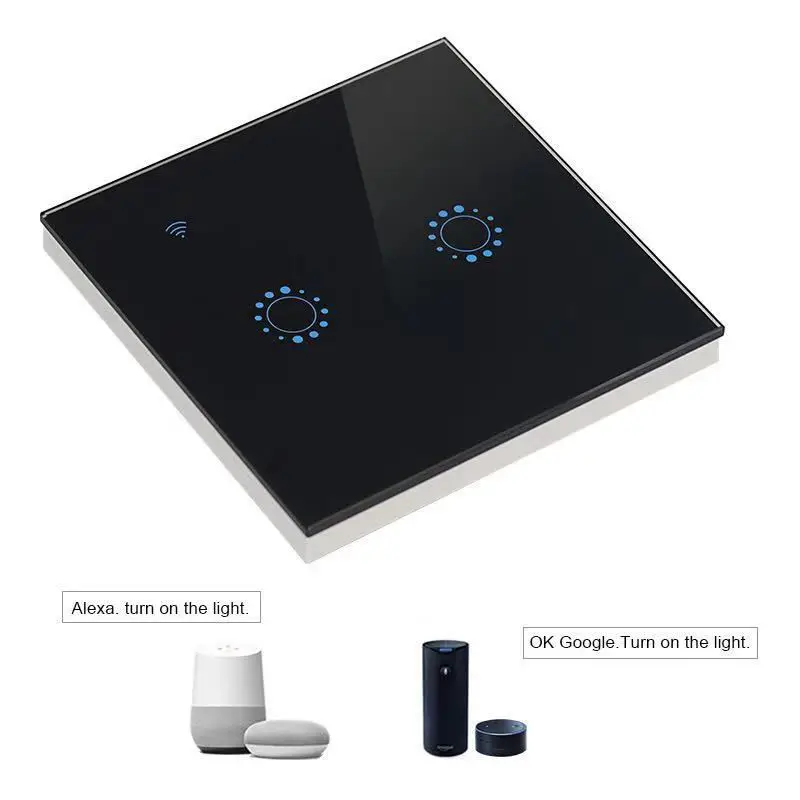 2 комплекта Wifi настенный светильник-переключатель стеклянная панель Пульт дистанционного управления с помощью приложения Ewelink для Amazon Alexa и Google Home Smart Home EU P