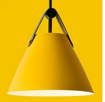 Минималистичный СВЕТОДИОДНЫЙ Красочный подвесной светильник металлический кожаный подвесной цилиндр подвесные светильники для спальни столовой кафе бара кованого железа - Цвет корпуса: yellow