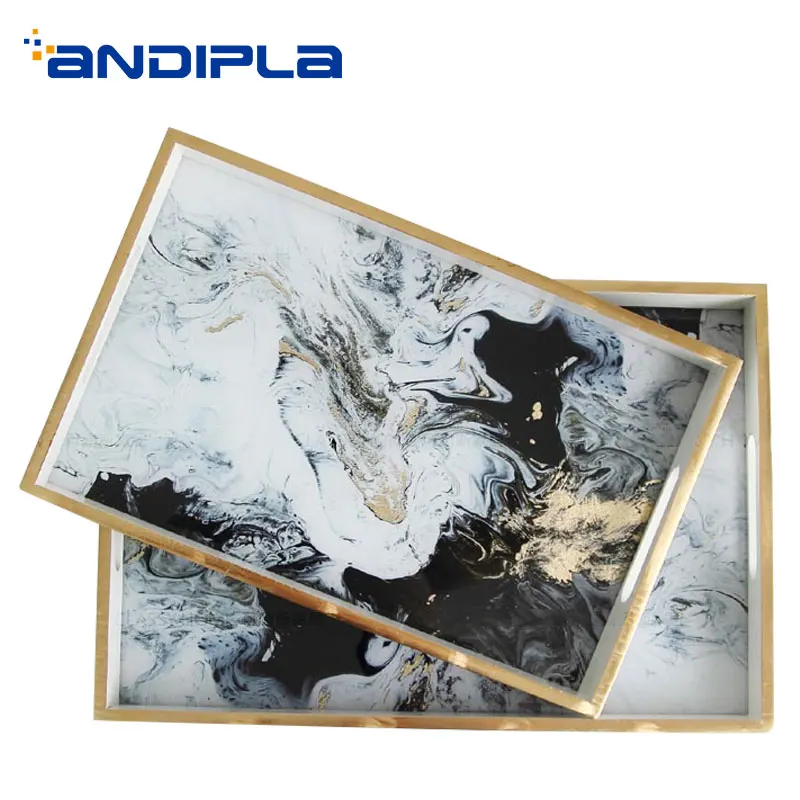 Modern Decor Display Plate MDF Ink Painting Storage Plates Tea Tray Teaware Accessories Teacup Teapot Mug Coffee Cup Holder | Дом и сад