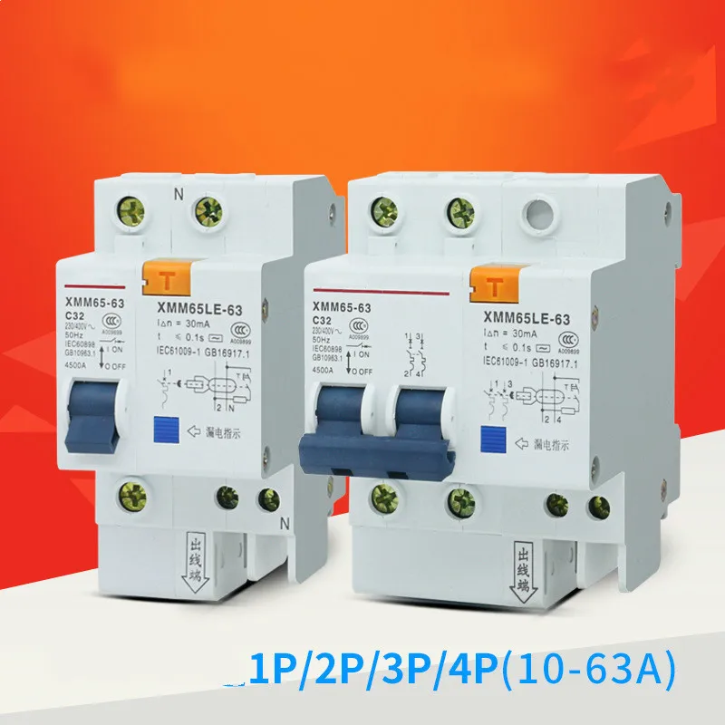 

Switch Circuit Breaker Four Line Electric Leakage Protect Organ Moulded Case 6A 10A 20A 25A 32A 40A 50A 63A 1P 2P 3P 4P DZ47LE