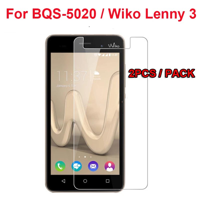 2PCS BQ Strike 5020 BQS Tempered Glass 5.0" Scratch Proof Screen Protector Film For BQS-5020 BQS5020/Wiko Lenny 3 Mobile Phone |