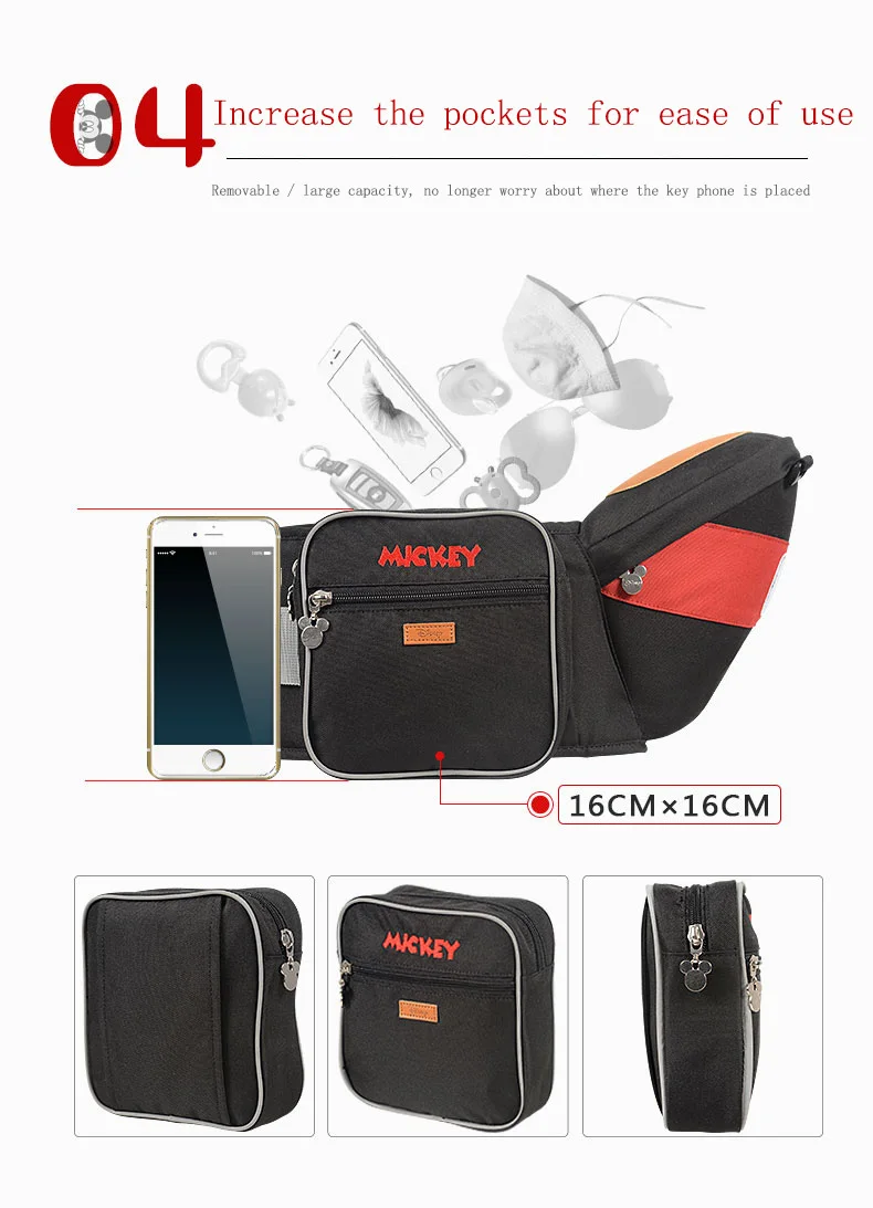 Disney Ergonomic Baby Carrier Backpack Infant Sling Toddler Waist Wrap Carrier Baby Holder Kangaroo Hipsit Minnie newborns 360