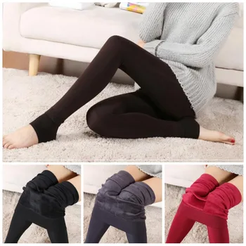

Free Size 7 colors Autumn/Winter Women Warm Leggings Elastic High Waist Plus Velvet Faux Slim Stretch Pants Thick Trousers H201