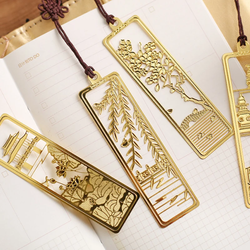 

6pcs/lot Metal landscape bookmark creative stationery bookmarks Kawaii School office Gift teacher supplies label stationery