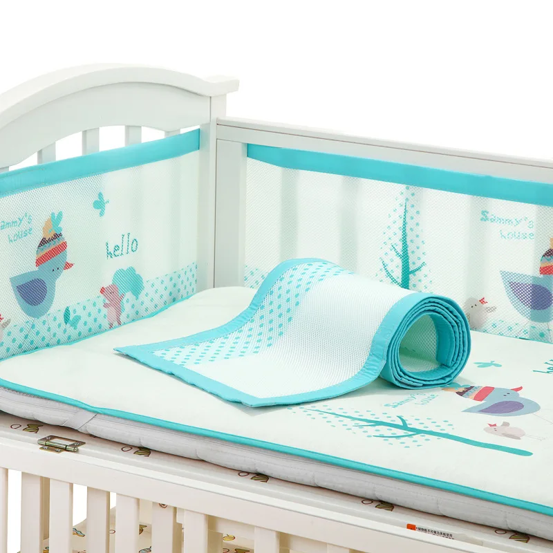 Respirável do Berço da Malha Roupa de Cama do Bebê Forro Abundante Lavável Rosa Marrom Azul 9 Cheap Amortecedores