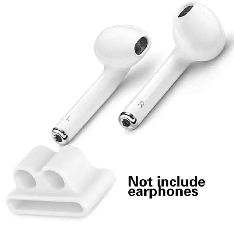 Для Apple аксессуары для airpods силиконовый чехол+ ремень против потери+ держатель+ карабин 4 в 1(желтый+ белый