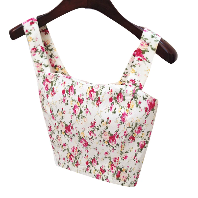 

Short Paragraph Wrapped Chest Vest Crop Top 2017 New Printing Bustier Crop Top Summer Style Fitness Women's Tanks Strappy Bra