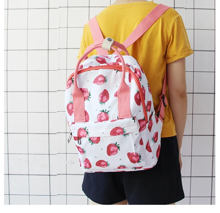 Корейская версия маленькой свежей шикарной сумки клубника японского искусства Фламинго девушка сердце портативный рюкзак путешествия рюкзак