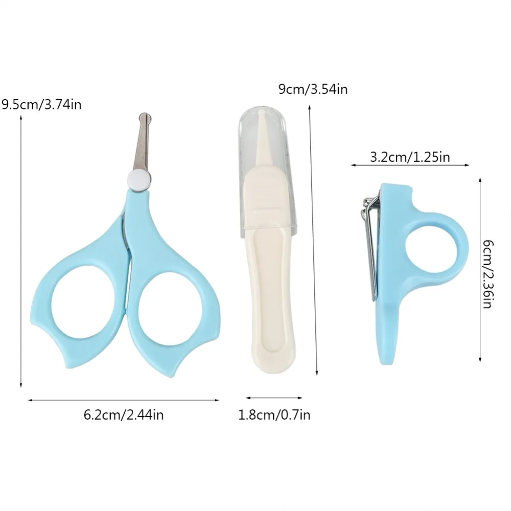 3 шт. удобного ежедневного ребенка маникюрные ножницы Нос Очистка Пинцет Маникюр Уход Комплект зеленый и 3 шт. мягкий палец зубная щётка