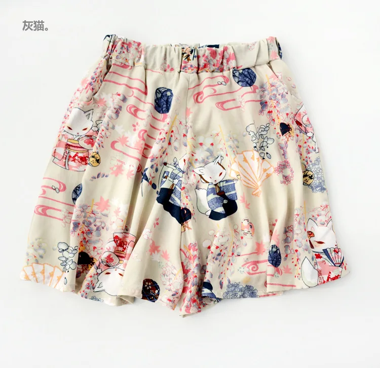 Sleep bottoms female summer shorts single layer thin viscose home loose print with animals sleepwear