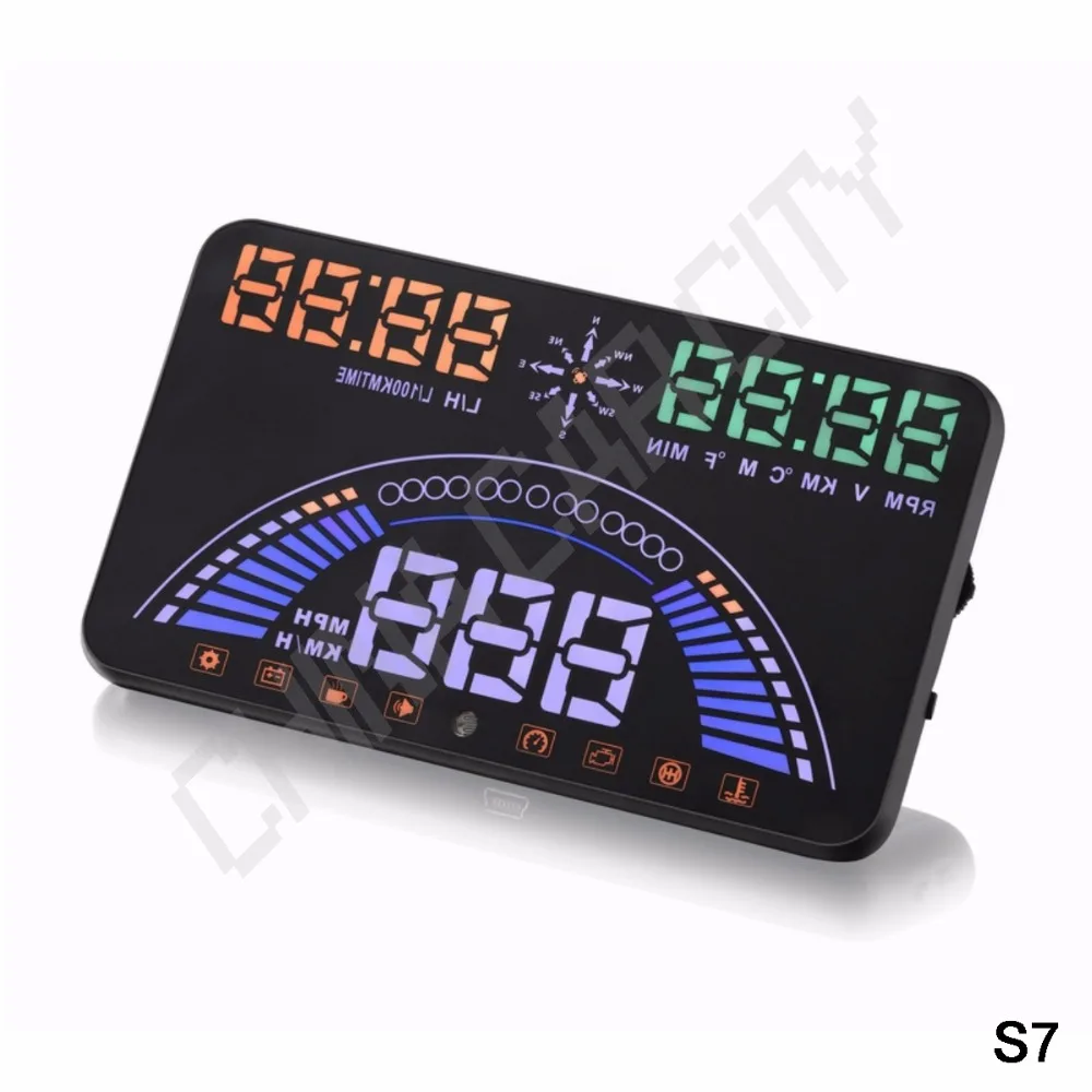 5.8" Car styling S7 HUD Speedometer OBD2 GPS Car Head Up Display Vehicle Speeding Warning Fuel