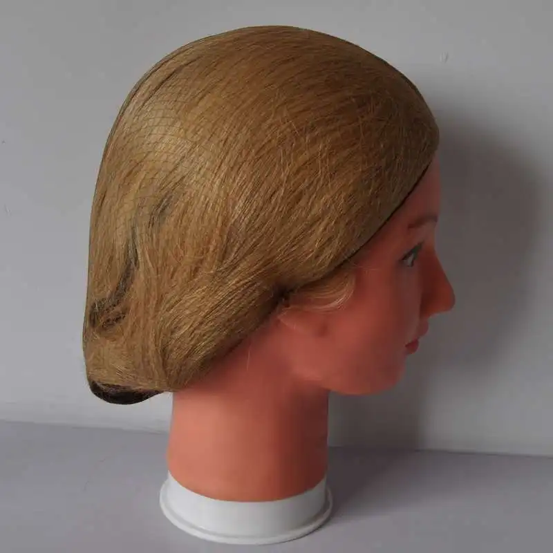 

whole sale nylon beard bun cover disposable hairnet 20inch brown color