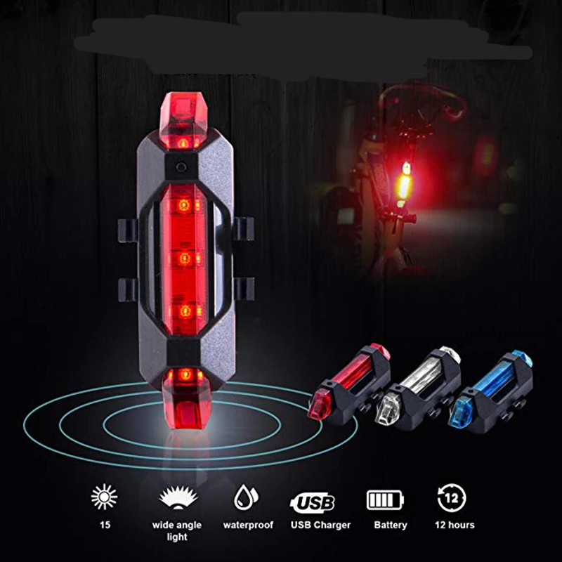 

New Bike Bicycle light Rechargeable LED Taillight USB Rear Tail Safety Warning Cycling light Portable Flash Light Super Bright